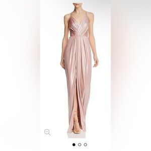 NWT Laundry by Shelli Segal rose gold metallic dress with slit, size 6